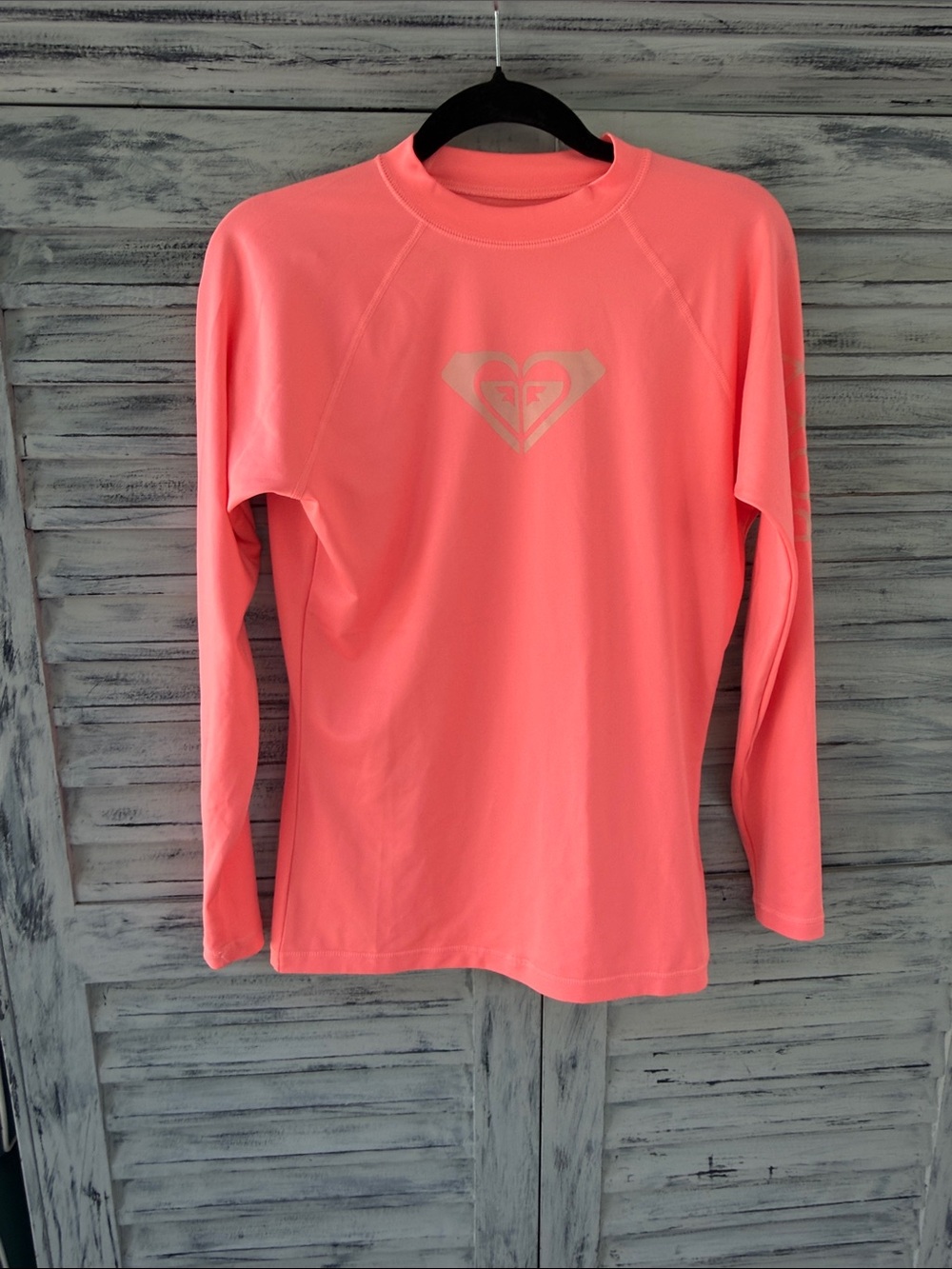 Roxy Coral-Pink Long Sleeve Swim Rashguard Top Whole Hearted! Size XL